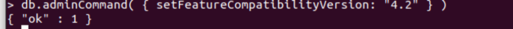 Input command to change the FeatureCompatibilityVersion to 4.2.